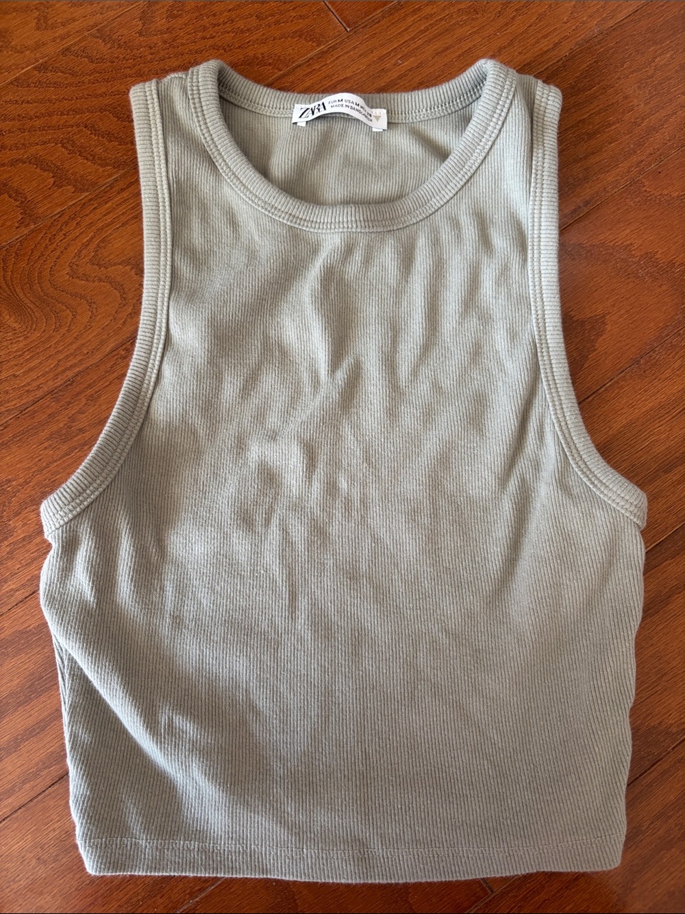 Zara Sage Ribbed Tank Top
